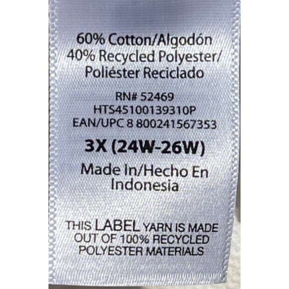 Terra & Sky Womens Plus Size 3X Beige & White Zebra Print Waffle Knit Henley Top - Picture 5 of 5